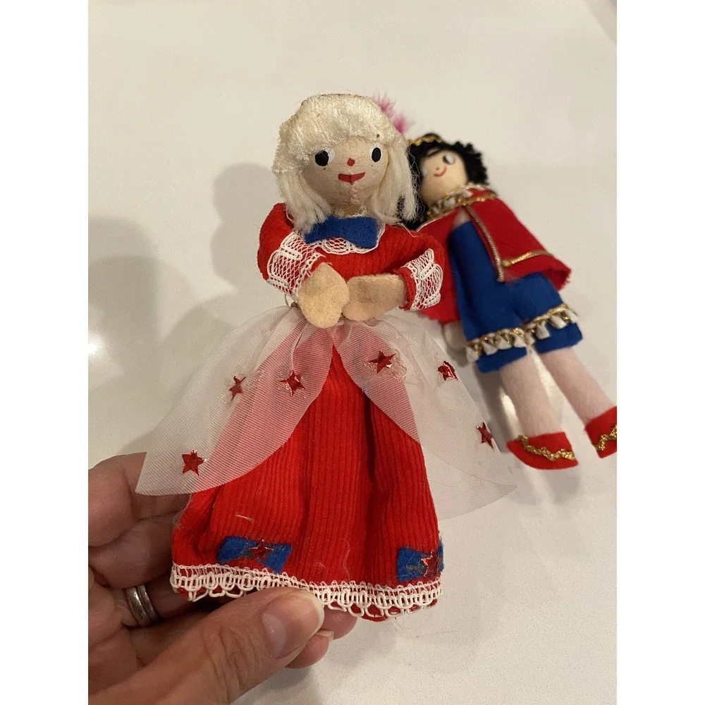 vintage Japan cloth prince princess Christmas ornaments 1960's‎ cute whimsy
